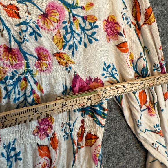 Free People Shirt Womens Small White Floral Cottage Core Bohemian Stretch - Picture 7 of 9